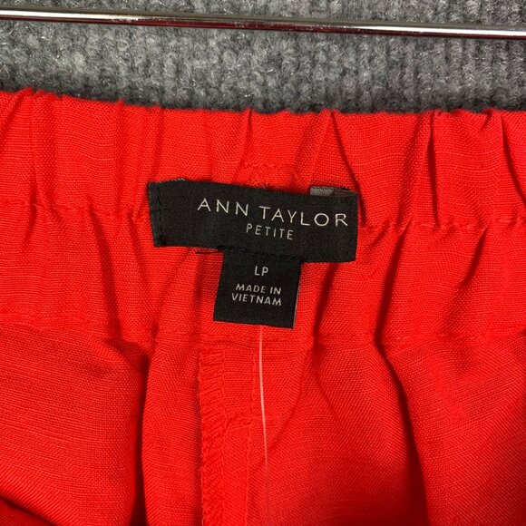 NEW Ann Taylor Womens Red Linen‎ Blend Tie-Waist Pants L Petite High Rise - Picture 9 of 12